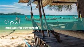  Presentation with island - Cool new presentation theme with rawai beach in phuket island backdrop and a teal colored foreground