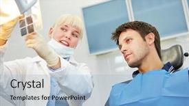  Presentation with dental caries - Presentation design consisting of ray image prior to dental background and a light blue colored foreground