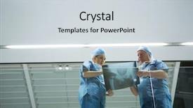  Presentation with healthcare workers - Theme featuring ray in corridor of hospital background and a sky blue colored foreground