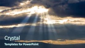  Presentation with shining light - Amazing PPT theme having ray light - sun shining through thick cloudy backdrop and a ocean colored foreground