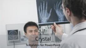  Presentation with patients - PPT theme featuring ray of patients hand bone background and a light gray colored foreground