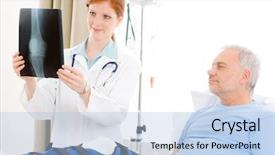  Presentation with female hospital patient - PPT theme with ray senior patient broken leg background and a light blue colored foreground
