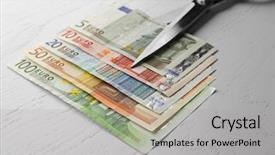  Presentation with euro - Cool new slide deck with rayment reform - scissors cuts different euro banknote backdrop and a  colored foreground