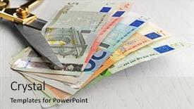  Presentation with euro - Audience pleasing presentation design consisting of rayment reform - scissors cuts different euro banknote backdrop and a  colored foreground