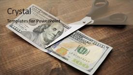  Presentation with history of dollar - Audience pleasing PPT layouts consisting of rayment reform - scissors cuts dollar banknote backdrop and a coral colored foreground