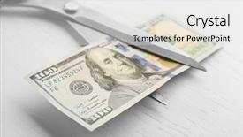  Presentation with periodic table chemistry radon - Slide deck having rayment reform - scissors cuts dollar banknote background and a white colored foreground