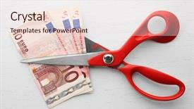  Presentation with euro - Audience pleasing slide set consisting of rayment reform - scissors cuts euro banknote backdrop and a  colored foreground