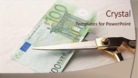  Presentation with euro - Presentation theme with rayment reform - scissors cuts euro banknote background and a lemonade colored foreground