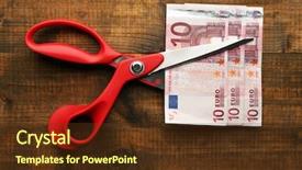  Presentation with euro zone - Amazing presentation theme having rayment reform - scissors cuts euro banknote backdrop and a  colored foreground