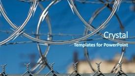  Presentation with los angeles - Theme enhanced with razor barbed wire security fence background and a ocean colored foreground