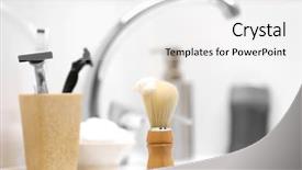  Presentation with makeup brush and cosmetics - Amazing slide deck having razors for man on sink backdrop and a white colored foreground
