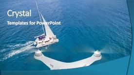  Presentation with yacht - Slides with rc plane - drone flying above catamaran yacht background and a teal colored foreground