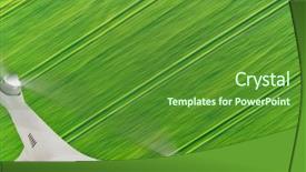  Presentation with drone technology green and black - Theme featuring rc plane - drone flying above green field background and a tawny brown colored foreground