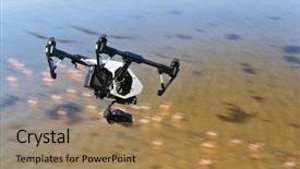  Presentation with birds flying - Cool new presentation theme with rc plane - drone flying above swamps backdrop and a coral colored foreground