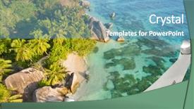  Presentation with drone technology delivery flying - Slides with rc plane - drone flying above tropical beach background and a teal colored foreground