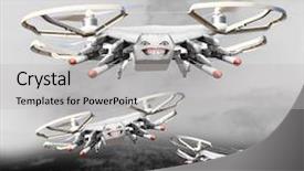  Presentation with vehicles - Audience pleasing PPT theme consisting of rc plane - drone with missiles new technology backdrop and a light gray colored foreground
