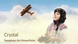  Presentation with toy - Presentation theme featuring rc plane - image of little boy background and a  colored foreground