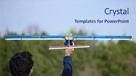  Presentation with radio - Slide deck featuring rc plane - launching radio controlled airplane background and a sky blue colored foreground