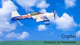  Presentation with plane - Slide deck consisting of rc plane - on sky background background and a teal colored foreground
