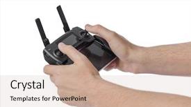  Presentation with control - Slide set featuring rc plane - radio remote control in hands background and a soft green colored foreground