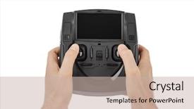  Presentation with control - Cool new PPT theme with rc plane - radio remote control in hands backdrop and a soft green colored foreground