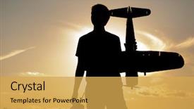  Presentation with controller - Presentation design with rc plane - silhouette of a young man background and a yellow colored foreground