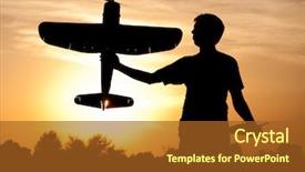  Presentation with airplane - Colorful presentation theme enhanced with rc plane - silhouette of a young man backdrop and a tawny brown colored foreground
