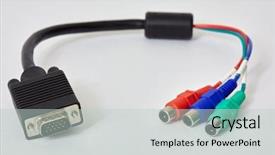  Presentation with network cable - PPT theme consisting of network transmission media - vga 3rca cable on white background and a  colored foreground