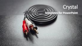  Presentation with audio - Presentation design consisting of sound reflection light - rca mini jack audio cable background and a gray colored foreground