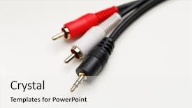 Presentation with audio vision - Audience pleasing PPT theme consisting of jini technology - rca mini jack audio cable backdrop and a white colored foreground