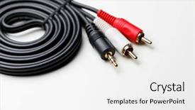  Presentation with audio enthusiasts - Cool new theme with jini technology - rca mini jack audio cable backdrop and a white colored foreground