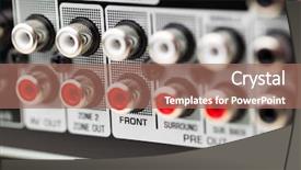  Presentation with audio - Amazing PPT layouts having rca sockets of audio surround backdrop and a coral colored foreground