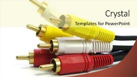  Presentation with cables - Presentation theme enhanced with rcra - rca-style a v cables plug background and a  colored foreground