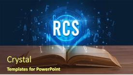  Presentation with digital book - Presentation design with rcs-inscription-coming-out background and a tawny brown colored foreground