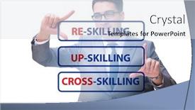 Presentation with learning - Slide set having re-skilling-and-upskilling background and a sky blue colored foreground