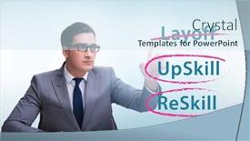  Presentation with learning - Slide deck featuring re-skilling-and-upskilling background and a sky blue colored foreground