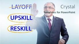  Presentation with learning - PPT theme having re-skilling-and-upskilling background and a sky blue colored foreground