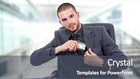  Presentation with business office desk - Amazing theme having rea estate - young business man backdrop and a dark gray colored foreground