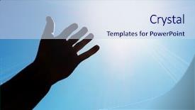  Presentation with bonfire night design hand - PPT layouts having reach stars - hand to sun element background and a sky blue colored foreground