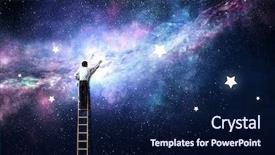  Presentation with stars moon - PPT theme consisting of reach stars - man that get moon mixed background and a navy blue colored foreground