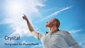  Presentation with touch dna - Cool new PPT layouts with reach stars - man touch the sun conceptual backdrop and a light blue colored foreground