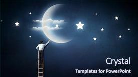  Presentation with stars moon - Colorful PPT layouts enhanced with reach stars - men that get moon backdrop and a navy blue colored foreground