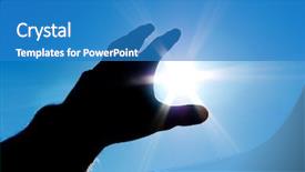  Presentation with design - PPT theme featuring reach stars - sun in hand conceptual design background and a teal colored foreground