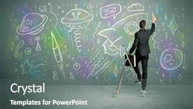  Presentation with planets - PPT theme with reach stars - talented student drawing rockets planets background and a gray colored foreground