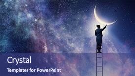  Presentation with stars moon - Audience pleasing PPT theme consisting of reach stars - woman that get moon mixed backdrop and a ocean colored foreground