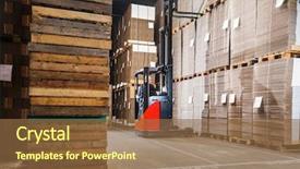  Presentation with pallet - Theme consisting of reach truck forklift lifting background and a tawny brown colored foreground