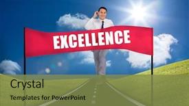  Presentation with excellence - Presentation theme with reaching a banner with excellence background and a tawny brown colored foreground