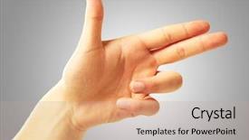  Presentation with fingers - Theme with reaching freedom open arm - human hand pointing with two background and a coral colored foreground