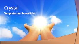  Presentation with seedling sun - Audience pleasing PPT theme consisting of reaching freedom open arm - touching the sun backdrop and a cobalt blue colored foreground