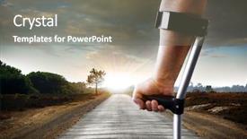  Presentation with objective - Colorful theme enhanced with reaching goal - limping slowly towards the objective backdrop and a gray colored foreground